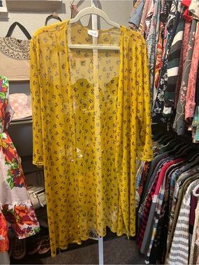 Yellow Floral Sheer Duster Kimono